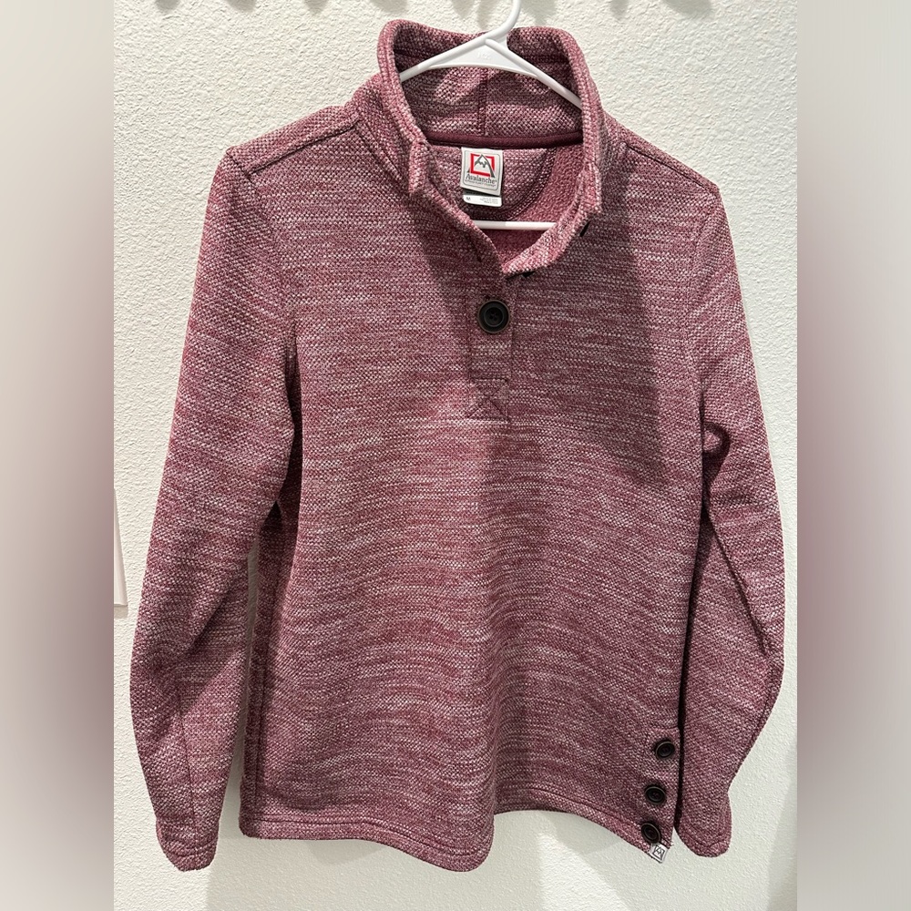 Avalanche 1/4 Button Heatherd Maroon Pull Over Fleece M